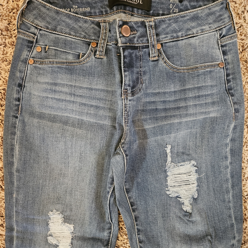 Liverpool Jeans Company Distressed Blue Boyfriend Crop Jeans - Picture 2 of 14